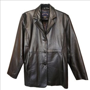 VINTAGE SHAVER LAKE GENIUNE LEATHER BLACK JACKET COAT BLAZER SIZE LARGE EUC
